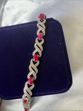 Natural Ruby bracelet with natural diamond accent